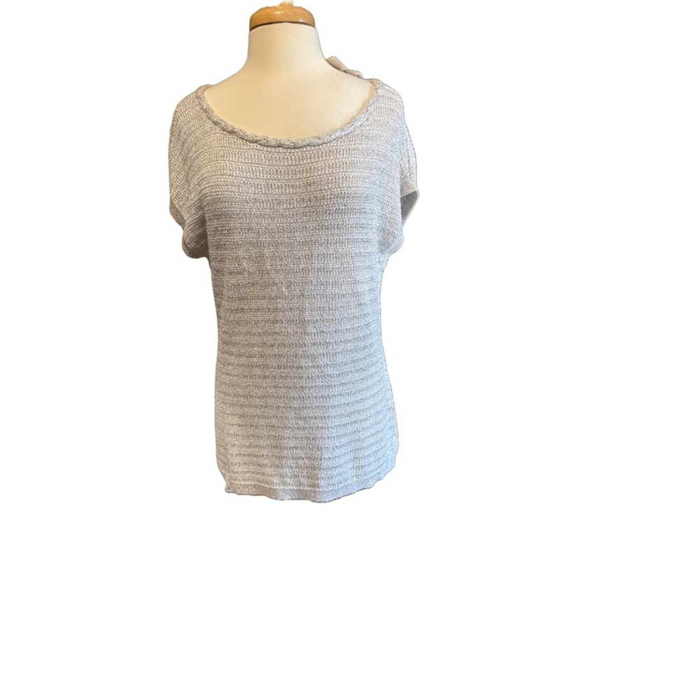 WHITE HOUSE BLACK MARKET Silver Metallic Sweater Size L NEW